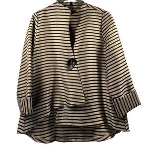 IC By Connie K Jacket Size Small Striped‎ One Button Asymmetrical Chic Designer